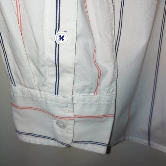 J.Crew Classic White with Black and Red Stripe Button Up Shirt Size 8 New/No Tag - Picture 7 of 11